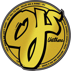 OJ Wheels Sticker 3" Gold Foil