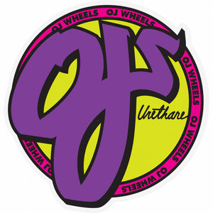 OJ Wheels Sticker 3" Purple/Pink/Yellow