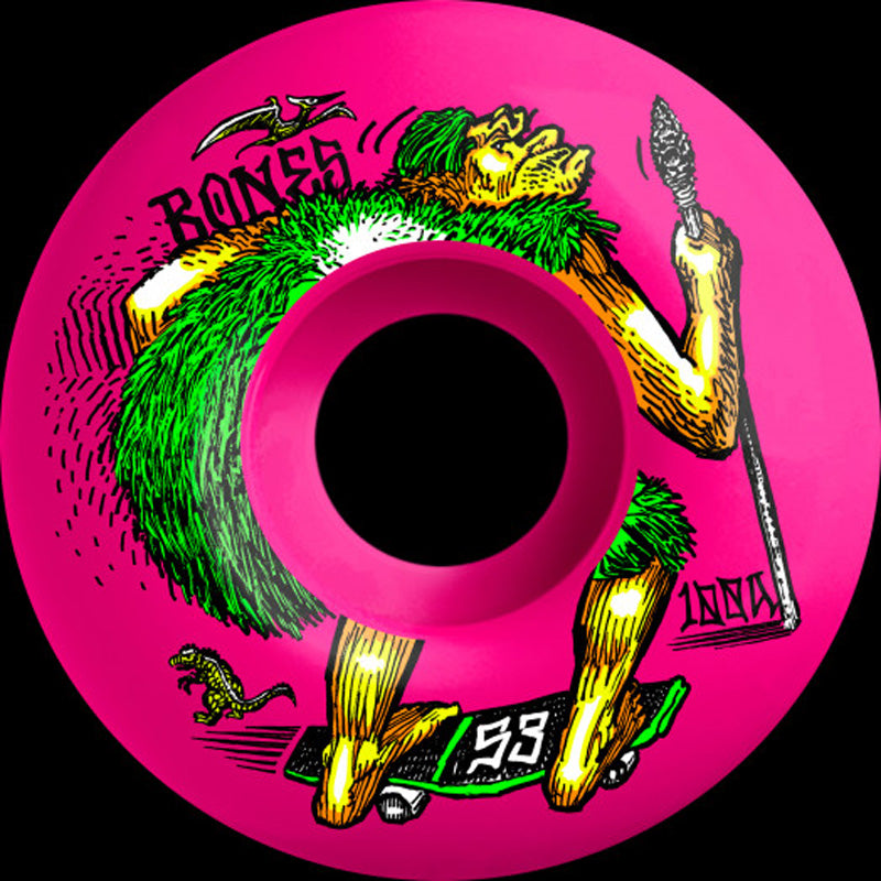 BONES WHEELS OG Formula Skateboard Wheels NEONderthal 53mm V4 Wide 100A 4pk Pink