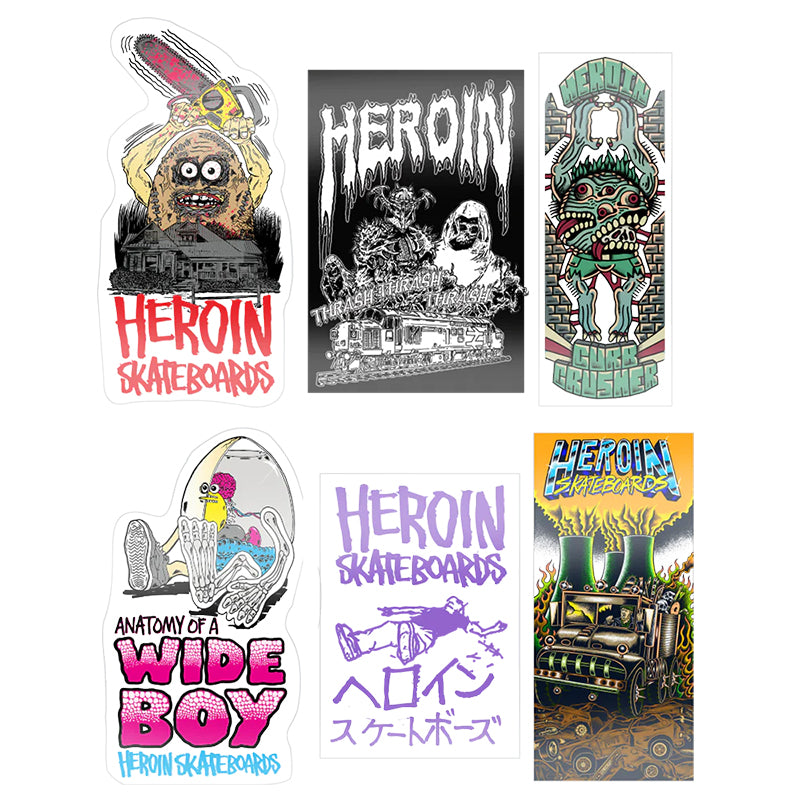 Heroin Skateboards Teggxas Assorted Stickers - Choose Options