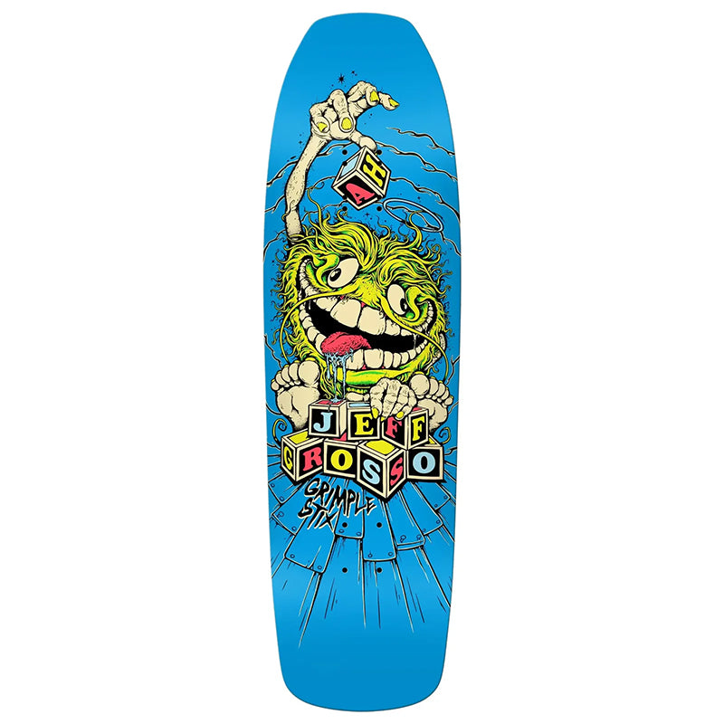 Anti Hero Jeff Grosso Grimple Stix Blue 9.25 Shaped Skateboard Deck