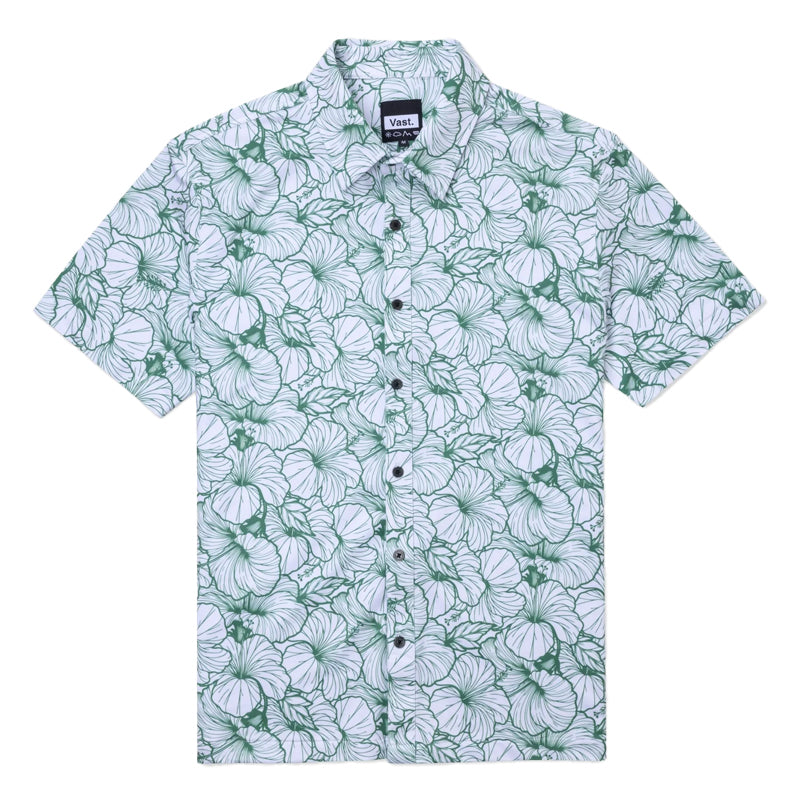 Aqua Terra Hibiscus Tech Button Up