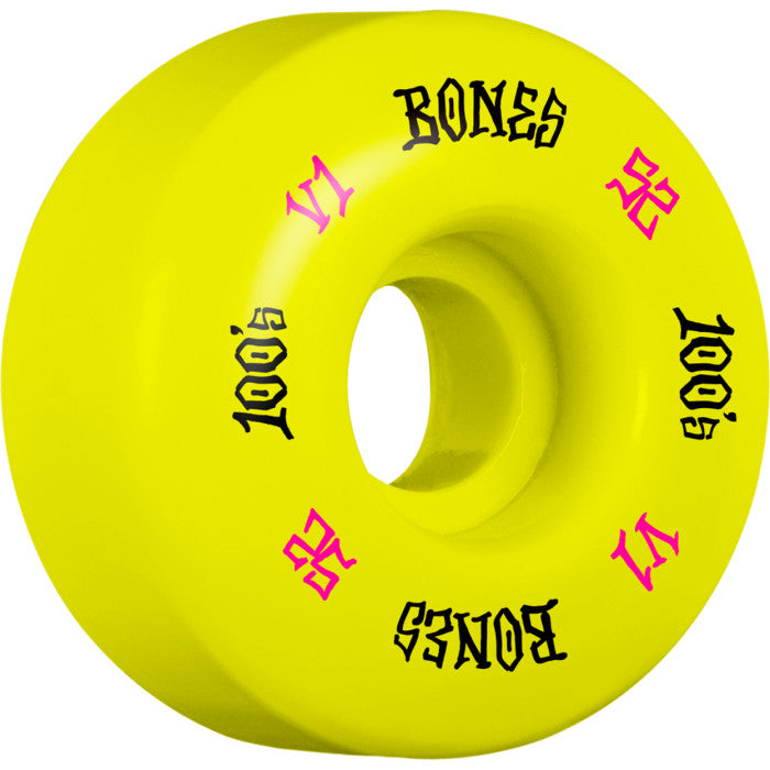 100 Skateboard Wheels V1 Standard 52mm 100A 4pk Yellow
