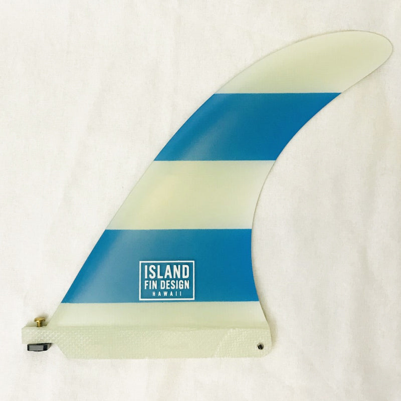 8.5” MAKAI HWY 83 Island Fin Longboard Single Fin white blue stripe