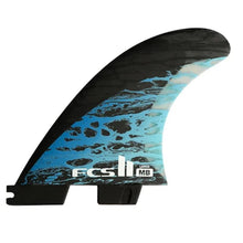 Load image into Gallery viewer, Large FCS2 Matt Biolos Thruster (Black/Blue) surf surfboard accessories
