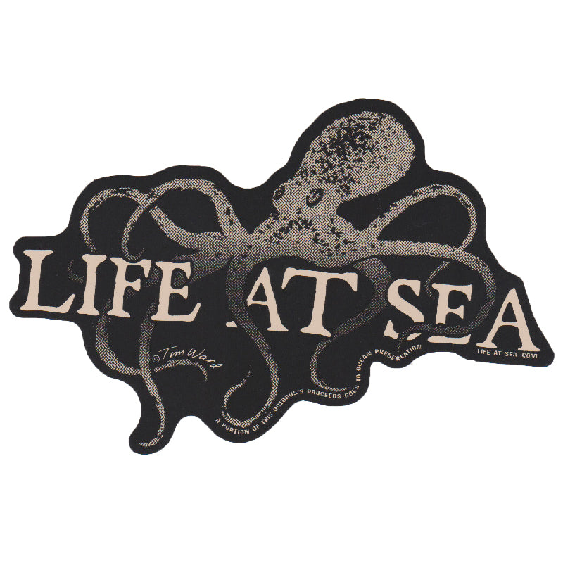 Life at Sea Las octopus black sticker 6.5