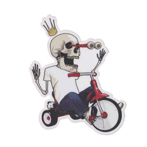 Tricycle skeleton 4" Sticker